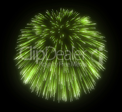 Green festive fireworks over black