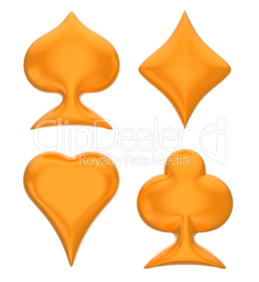 Orange card suits isolated