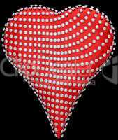 Red heart shape incrusted with diamonds