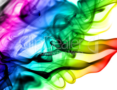 Abstract colorful fume patterns on white