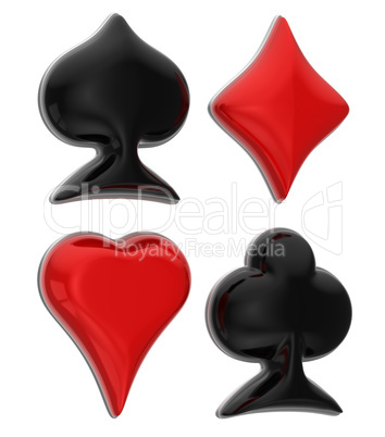 Casino: Glossy colorful card suits isolated