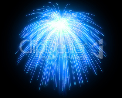 Celebration: blue fireworks at night