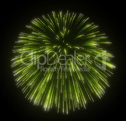 Green fireworks explosions