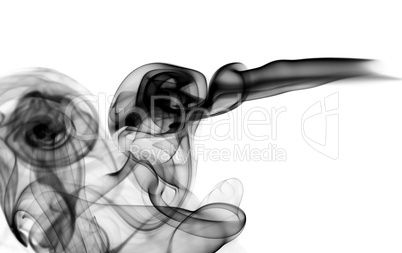 Abstract black smoke shape on white