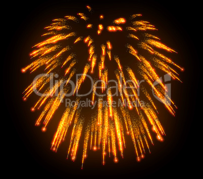 Orange festive fireworks at night