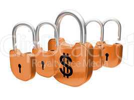 Padlocks - US dollar currency safety concept
