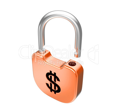 Unlocked US dollar currency padlock