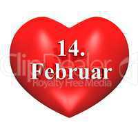3D Herz rot - 14 Ferbruar ist Valentinstag