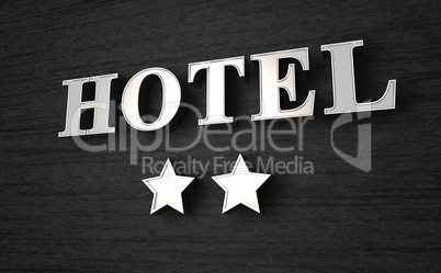 2 Sterne Hotel Schild - Silber auf Schwarz