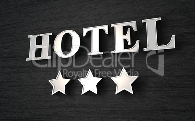 3 Sterne Hotel Schild - Silber auf Schwarz