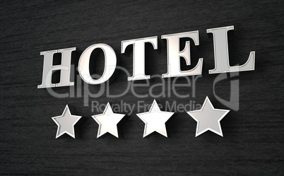 4 Sterne Hotel Schild - Silber auf Schwarz
