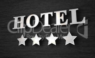4 Sterne Hotel Schild - Silber auf Schwarz