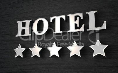 5 Sterne Hotel Schild - Silber auf Schwarz
