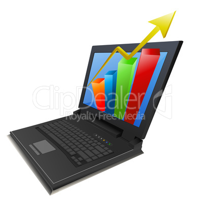 business growth graph in laptop