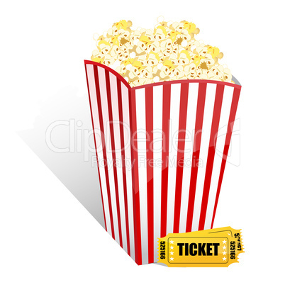 popcorn with movie tickets