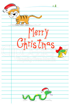 merry christmas card with wild animals