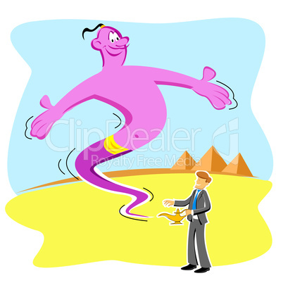 businessman with genie