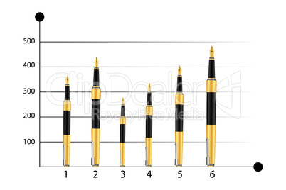 business graph with pens