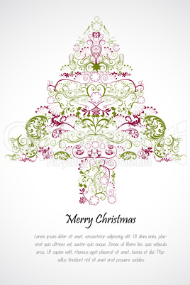 floral merry christmas card