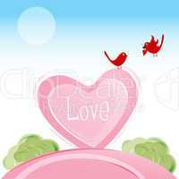love birds in valentine card