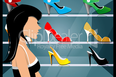 lady looking at fashionable footwears