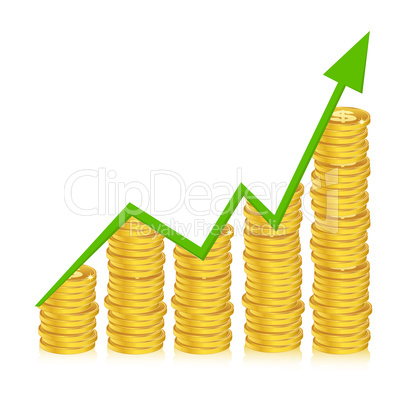 business graph with coins