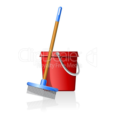 bucket with broom