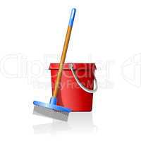 bucket with broom
