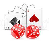 playing card with dice