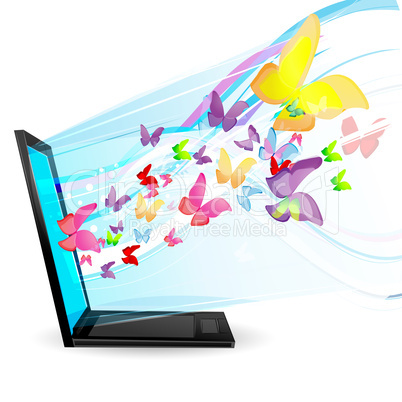 butterflies coming out of laptop