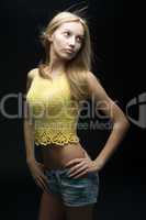 Girl at black background