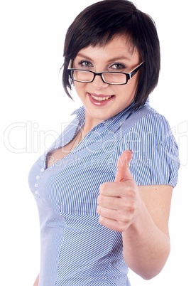 Woman with thumb up