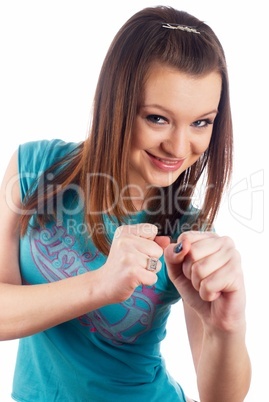 Girl with fists