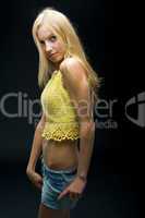Girl at black background
