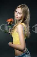 Girl at black background