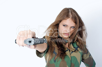 Sexy girl with gun