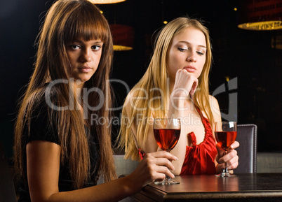 young women with wine glass