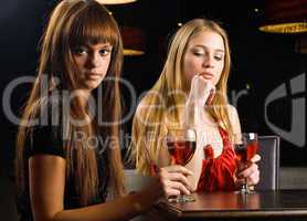 young women with wine glass