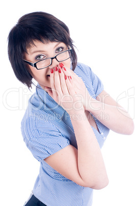 Girl covering her mouth