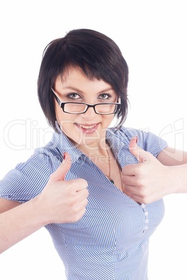 Woman with thumb up