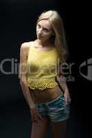 Beautiful girl at black background