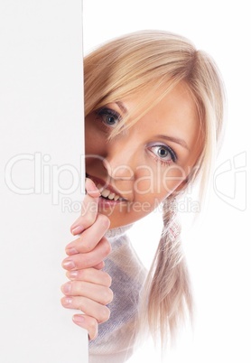 Woman beside whiteboard