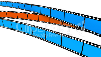 Two blue and one orange Film