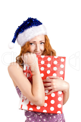 red girl with present bag