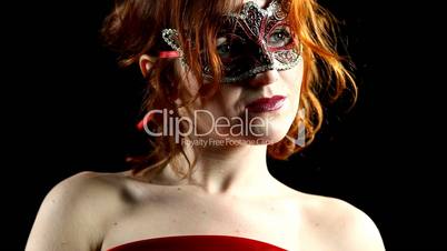 Red Woman in mask - emotions in focus