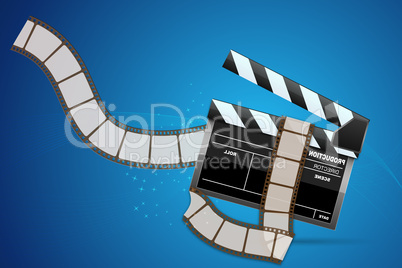 clapperboard with reel