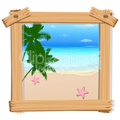 beach view in photo frame