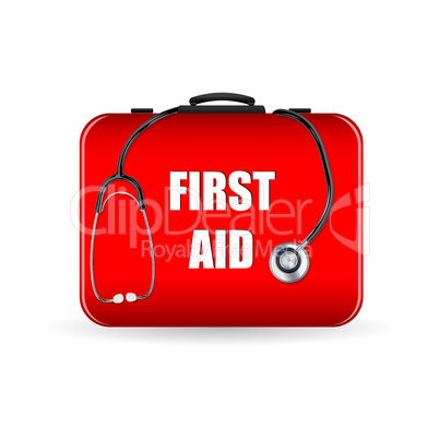 first aid box with stethoscope