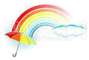 Rainbow and umbrella
