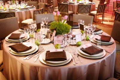 An elaborate table setting at a reception